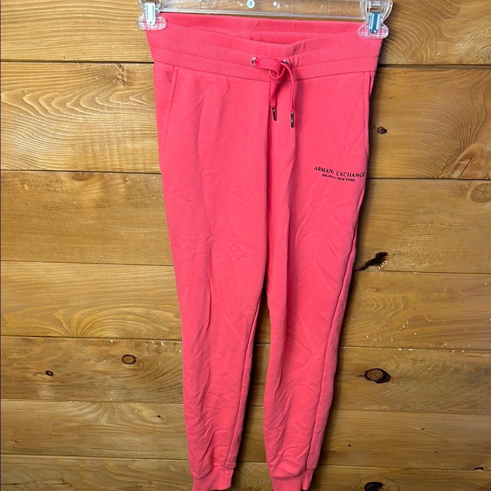 Armani Exchange Women's Logo-Print‎ Sweat Pants Cotton Pink A/X XS waist 26 Y2K